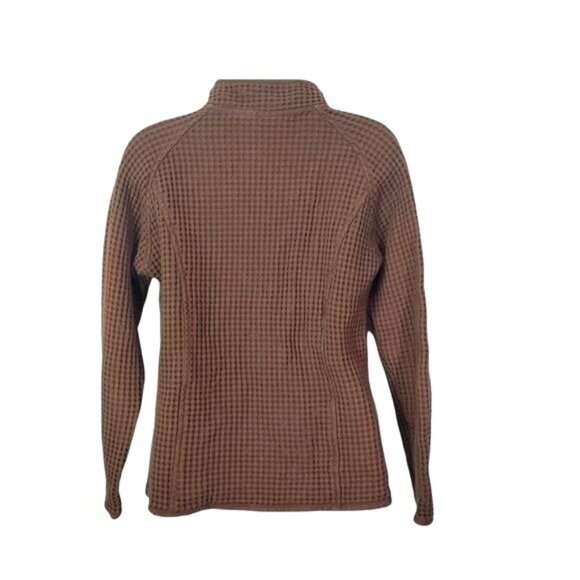 CABELA'S Womens Jacket Small Waffle Knit Brown Zipper‎ Neck 100% Cotton Collar - Picture 6 of 10